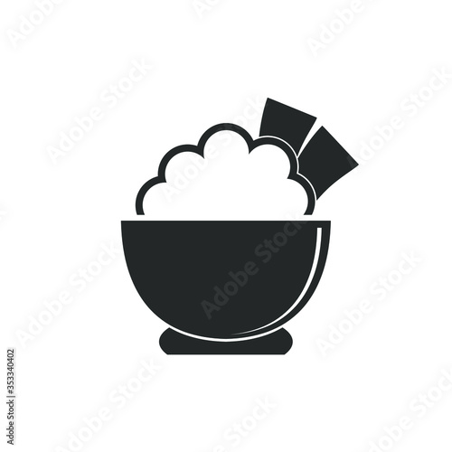illustration vector graphic of rice bowl with nori logo