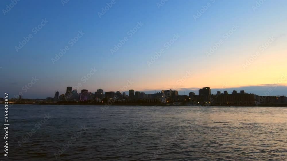 Montreal, skyscrapers, buildings, panorama, panoramic view of St-Laurent river, waterfront, sunset sky, skyline, landscape, cityscape Montreal, skyscrapers, buildings, panorama, panoramic view of St-Laurent river, waterfront, sunset sky, skyline, landscape, cityscape