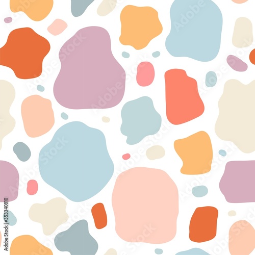 Seamless pattern with modern color doodle shapes.