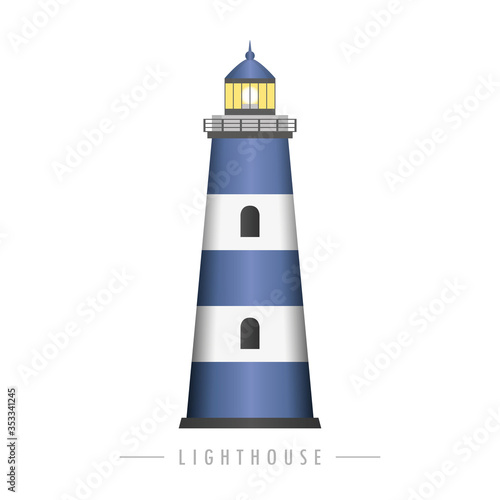 blue and white lighthouse isolated vector illustration EPS10