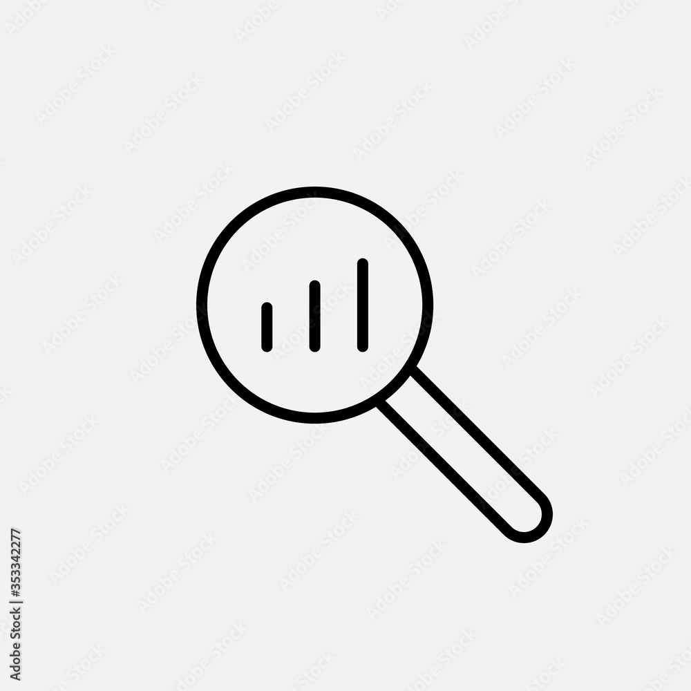 Data analysis line icon. Magnifying and audit, monitoring symbol. Cloud storage logo. Outline design editable stroke. For yuor design. Stock - Vector illustration. Data analysis line icon. Magnifying and audit, monitoring symbol. Cloud storage logo. Outline design editable stroke. For yuor design. Stock - Vector illustration.