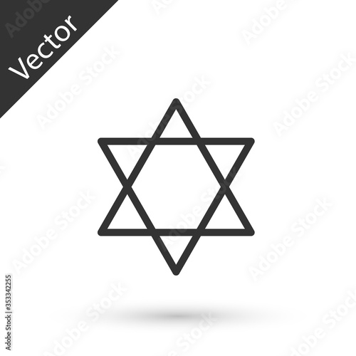 Grey line Star of David icon isolated on white background. Jewish religion symbol. Symbol of Israel. Vector Illustration.
