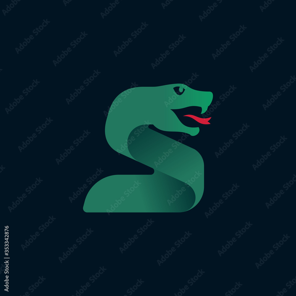 S letter logo with snake head silhouette. S letter logo with snake head silhouette.