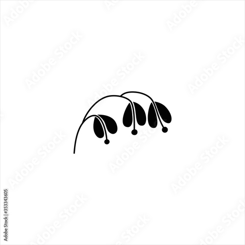 Bluebell vector illustration. Stem of flower in black and white color isolated on white background