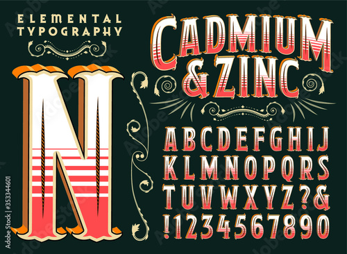 Cadmium & Zinc Antique Victorian Circus Style Alphabet