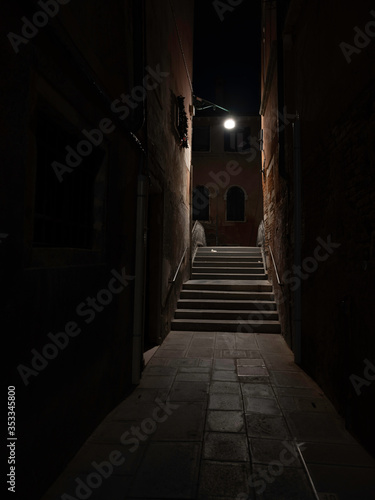 View of alley at night