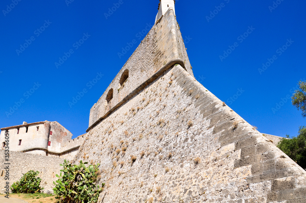 The wall of the tower Fort Carre, Antibes, France.