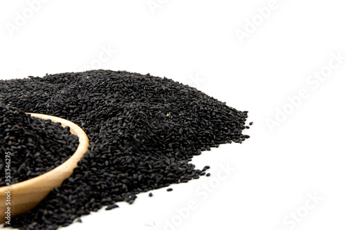 Black Sesame Seeds On a white background