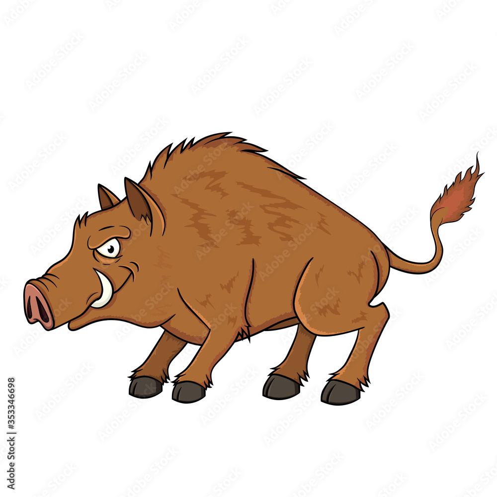 wild boar with an evil eye. vector isolated on white background. stock illustration wild boar with an evil eye. vector isolated on white background. stock illustration