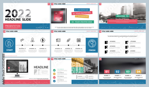 Business presentation template. Multicolored presentation elements on a white background. Vector infographic. Businessman, city Use in postcards and flyer, marketing, advertising annual report
