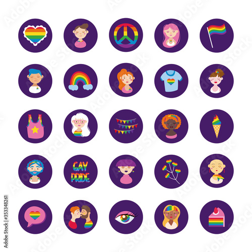 bundle of gay pride icons and people block style