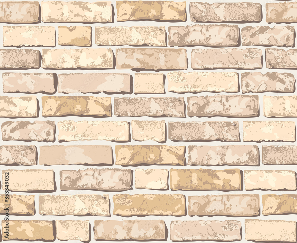 Realistic Vector brick wall seamless pattern. Flat wall texture. Beautiful  light yellow textured brick background for print, paper, design, decor,  photo background Stock Vector | Adobe Stock