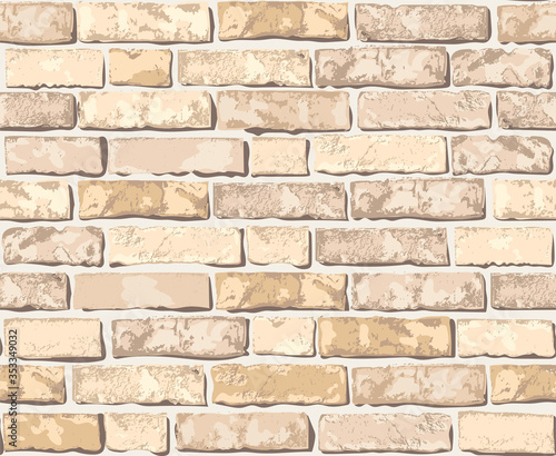 Realistic Vector brick wall seamless pattern. Flat wall texture. Beautiful li...