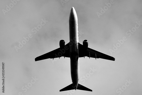 Aircraft silhouette in black and white 
