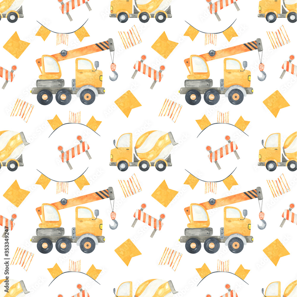 Construction Trucks And Tractors Seamless Pattern Construction Construction Trucks And Tractors Seamless Pattern Construction
