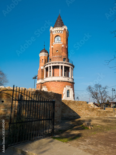 Austro-hungarian Gardos Tower, Millennium Tower or Sibinjanin Janko Tower on Gardos hill in Zemun, is one of the main landmarks of the suburb of Belgrade. photo