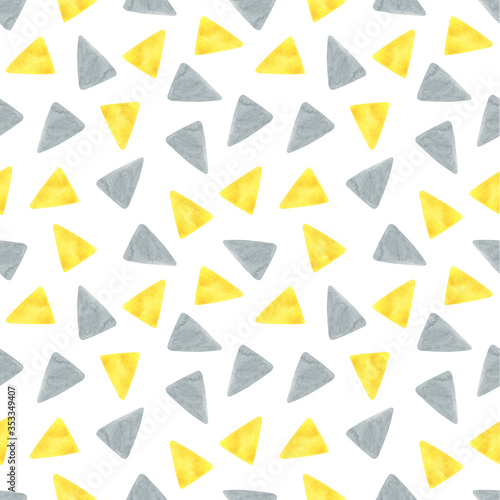 Free Download Watercolor triangle seamless pattern, geometric background. polygonal style. Trend color yellow and gray, mosaic - GFXLoad