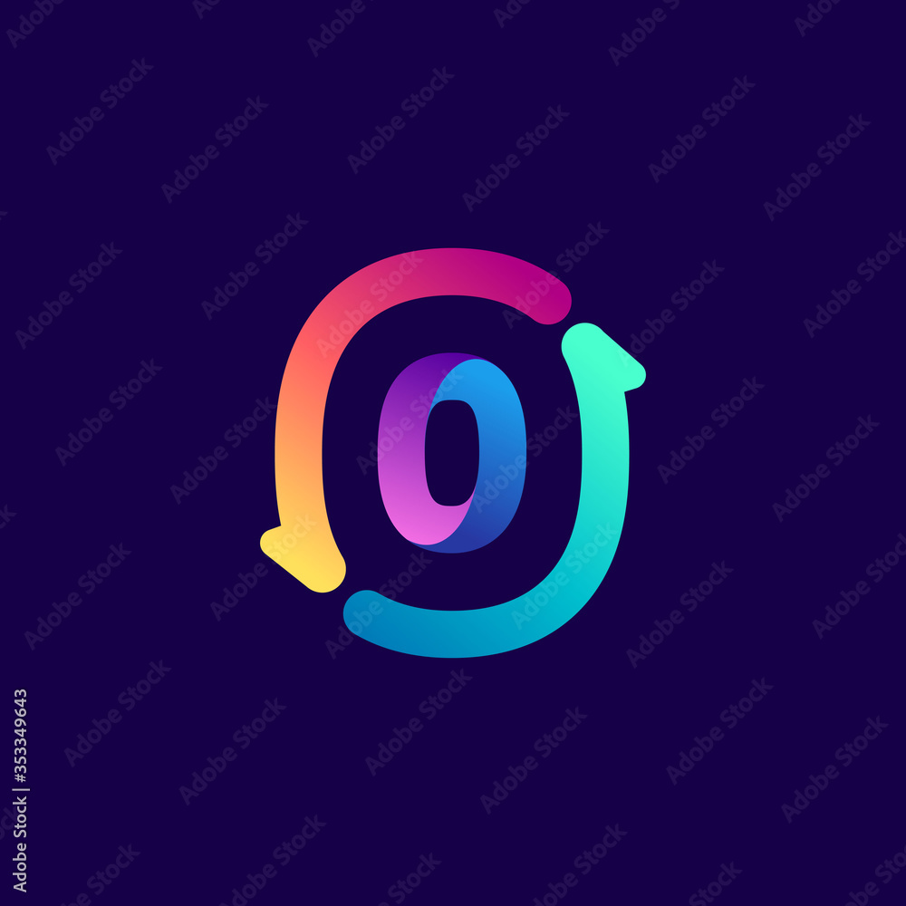 O letter logo with arrows. O letter logo with arrows.
