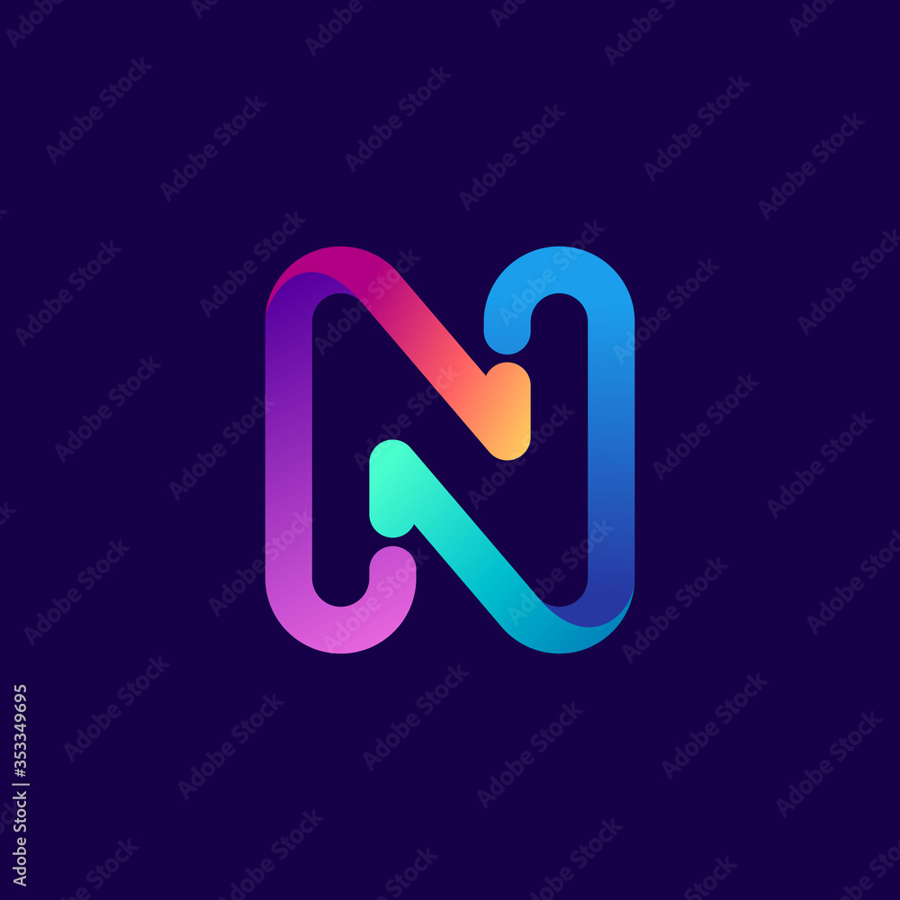 N letter logo with arrows. N letter logo with arrows.