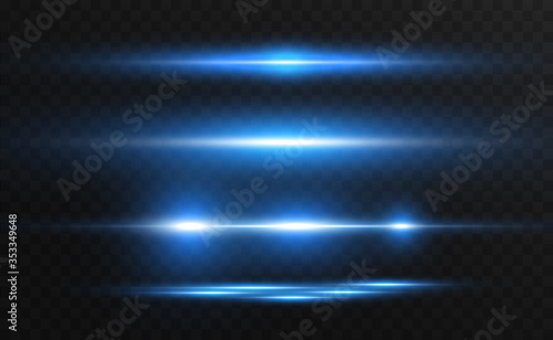  Vector light blue special effect. Glowing bright stripes on a transparent background.