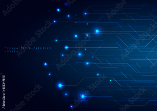 Abstract technology futuristic concept line and node on blue background