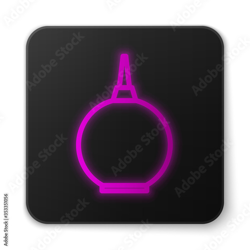 Glowing neon line Enema icon isolated on white background. Enema with a plastic tip. Medical pear. Black square button. Vector Illustration