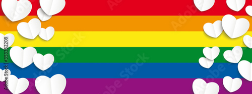 White Paper Folded Hearts Rainbow Header