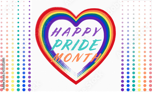 Happy Pride Month background - LGBT flag in heart shape