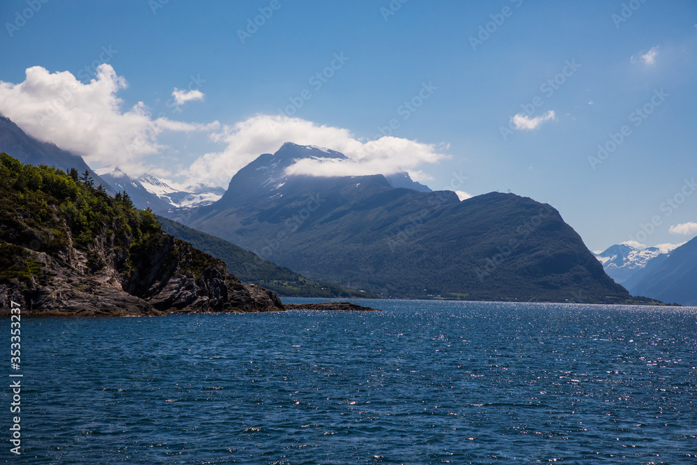 Fjord in Norway. Beauty of nature and travel background