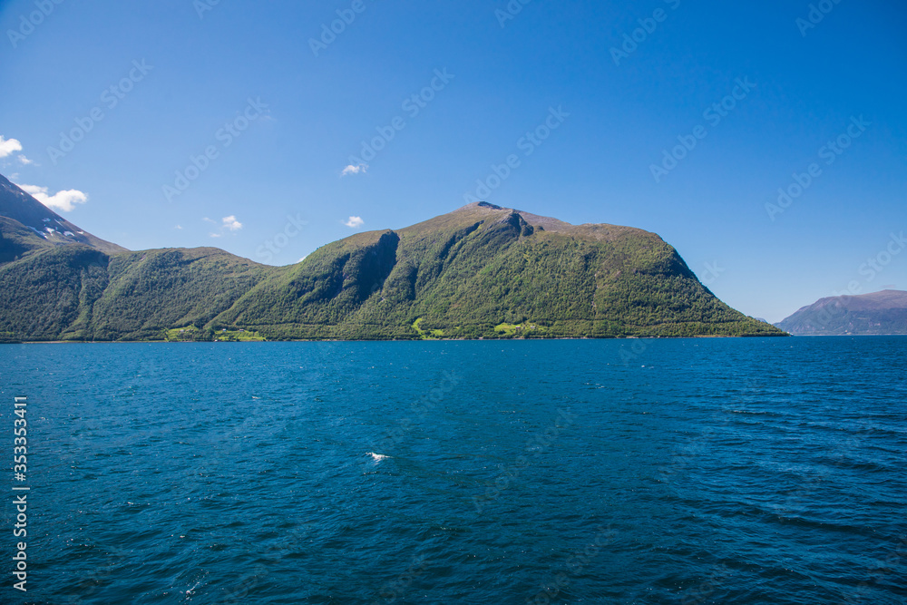 Fjord in Norway. Beauty of nature and travel background