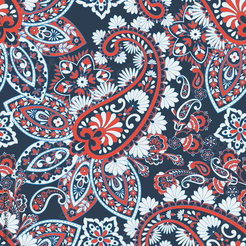 Seamless pattern with paisley ornament. Ornate floral decor. Vector illustration