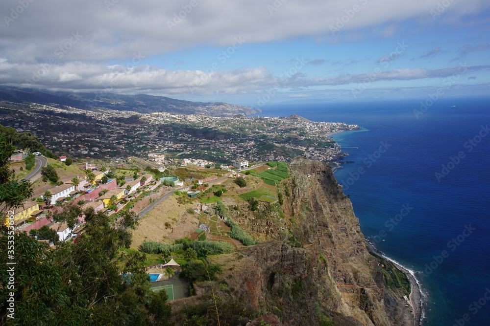 View from Cabo Girao cliff, Camara de Lobos, Madeira. October 2019