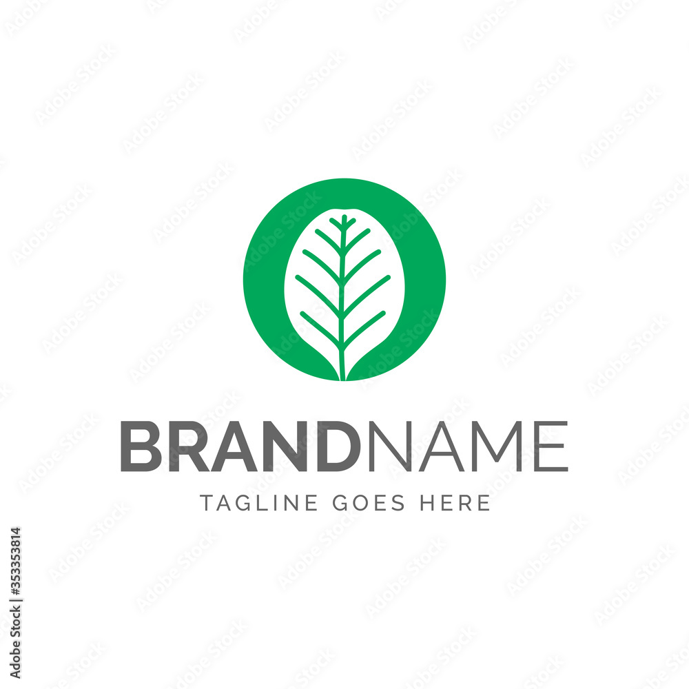 Obraz premium logo of leaf in circle
