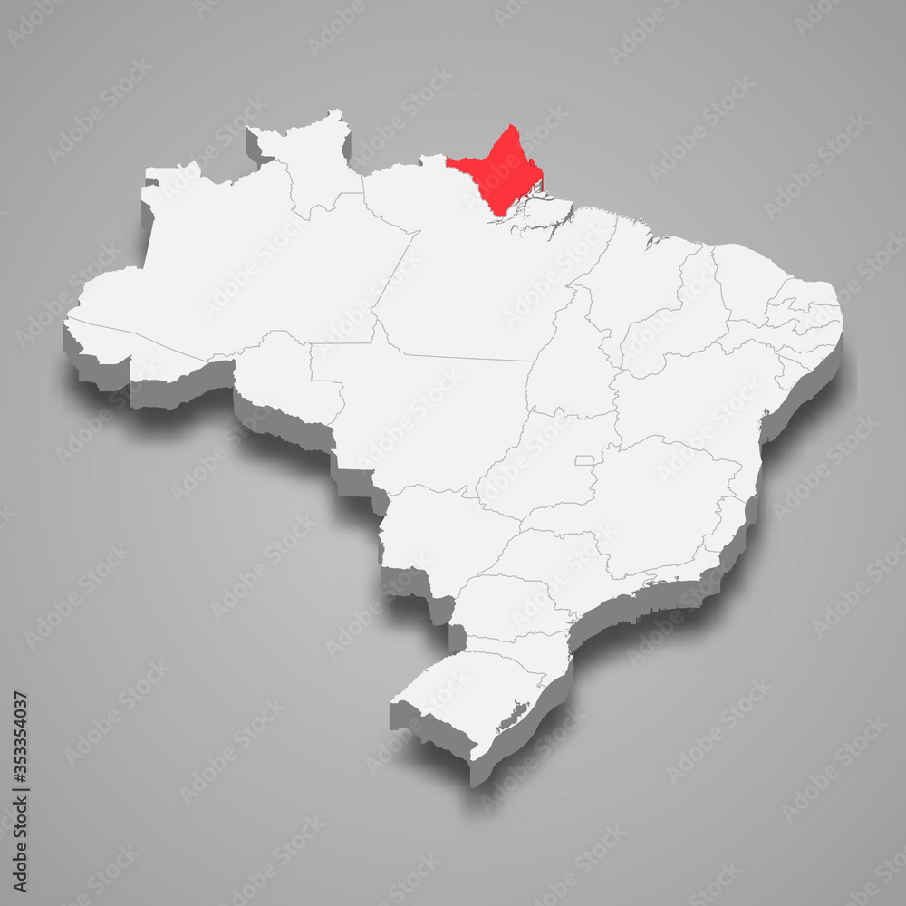 amapa state location within Brazil 3d map Template for your design