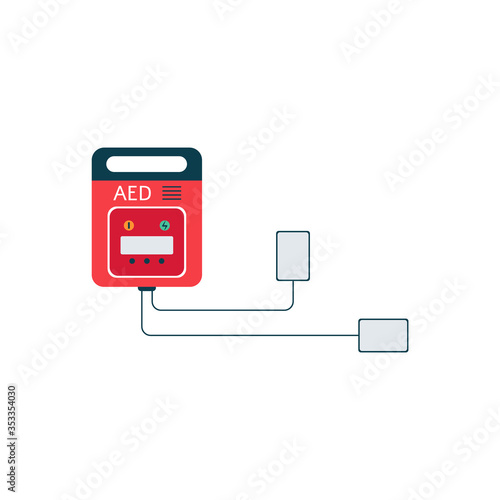 Equipment of aed, medical automated external defibrillator for emergency and electrical shock.