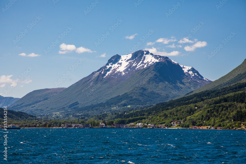 Dramatic sunny and beauty landscape at Hjorundfjord, Norway Dramatic sunny and beauty landscape at Hjorundfjord, Norway
