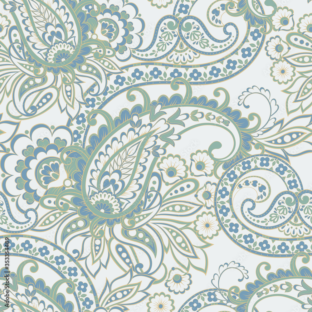 Paisley seamless vector pattern. Indian floral ornament 