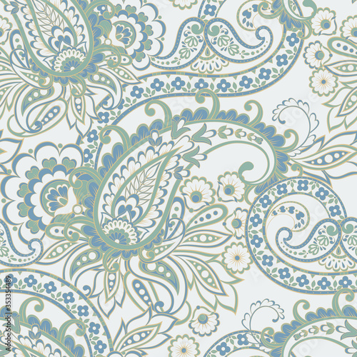 Paisley seamless vector pattern. Indian floral ornament 