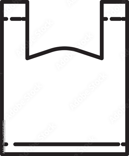 Black line Plastic bag icon isolated on white background. Disposable cellophane and polythene package prohibition sign. Vector Illustration