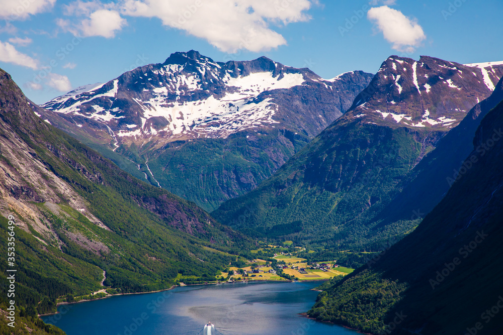 The Hjorundfjord and the Sunnmore Alps near Trandal, More og Romsdal, Norway.