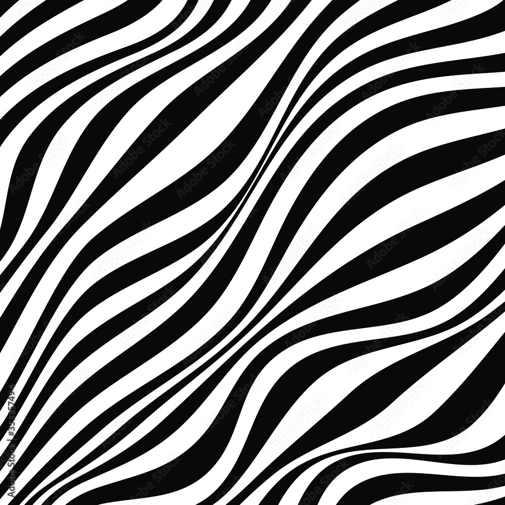 Abstract optical art background. Black and white wave stripes isolated. Vector illustration