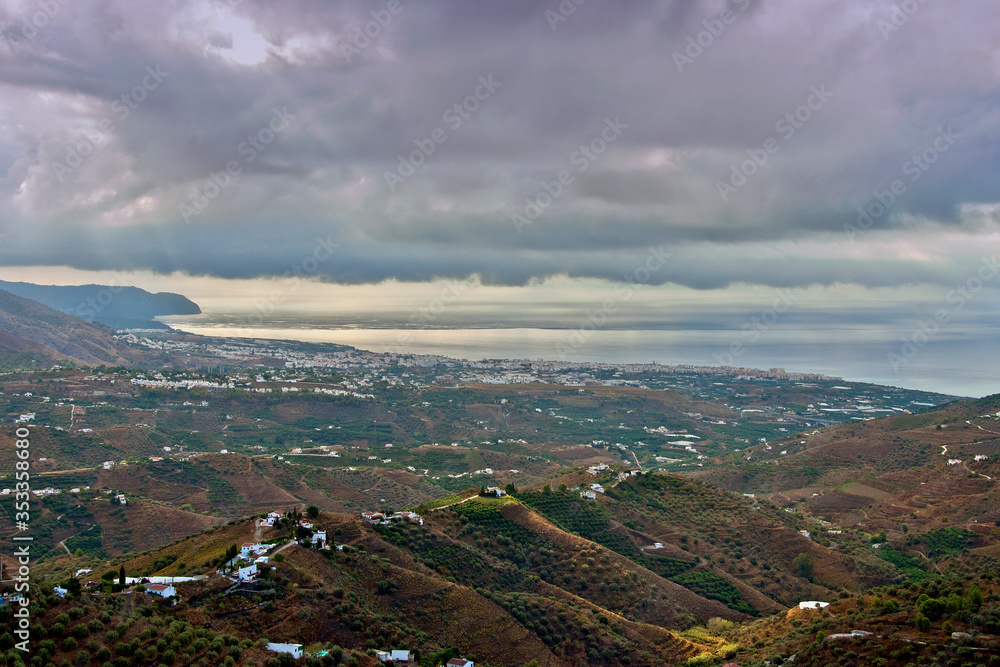 Countryside surrounding the town of Frigiliana and Nerja, Malaga Province, Axarquia, Andalusia, southern Spain.