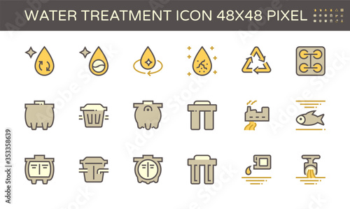 Water treatment and septic tank icon, 48x48 perfect pixel and editable stroke.
