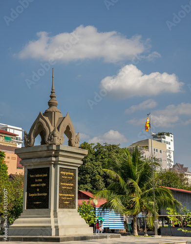 memorial monument inside Tuol Sleng Genocide Museum, Phnom Penh, Cambodia