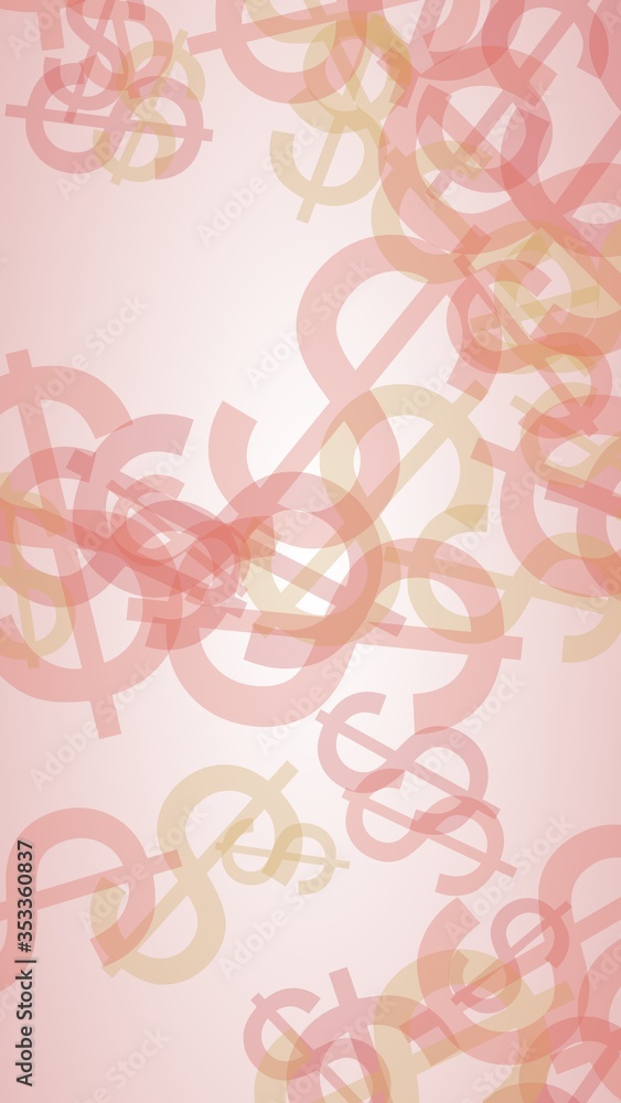Multicolored translucent dollar signs on white background. Red tones. 3D illustration Multicolored translucent dollar signs on white background. Red tones. 3D illustration