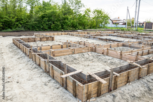 Wooden formwork for the construction of the cottage.