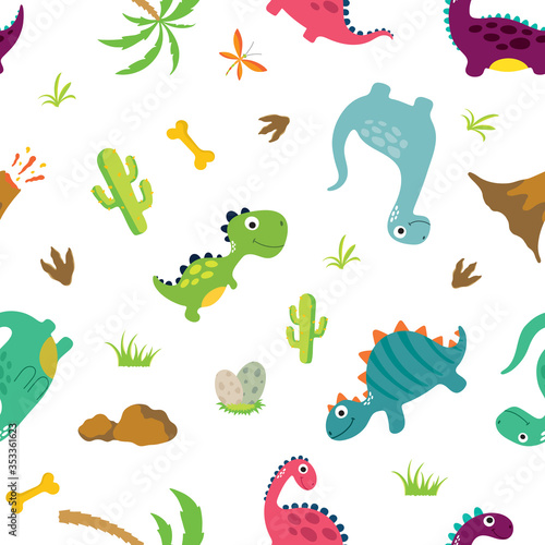 Cute dinosaur seamless pattern © ARNICA