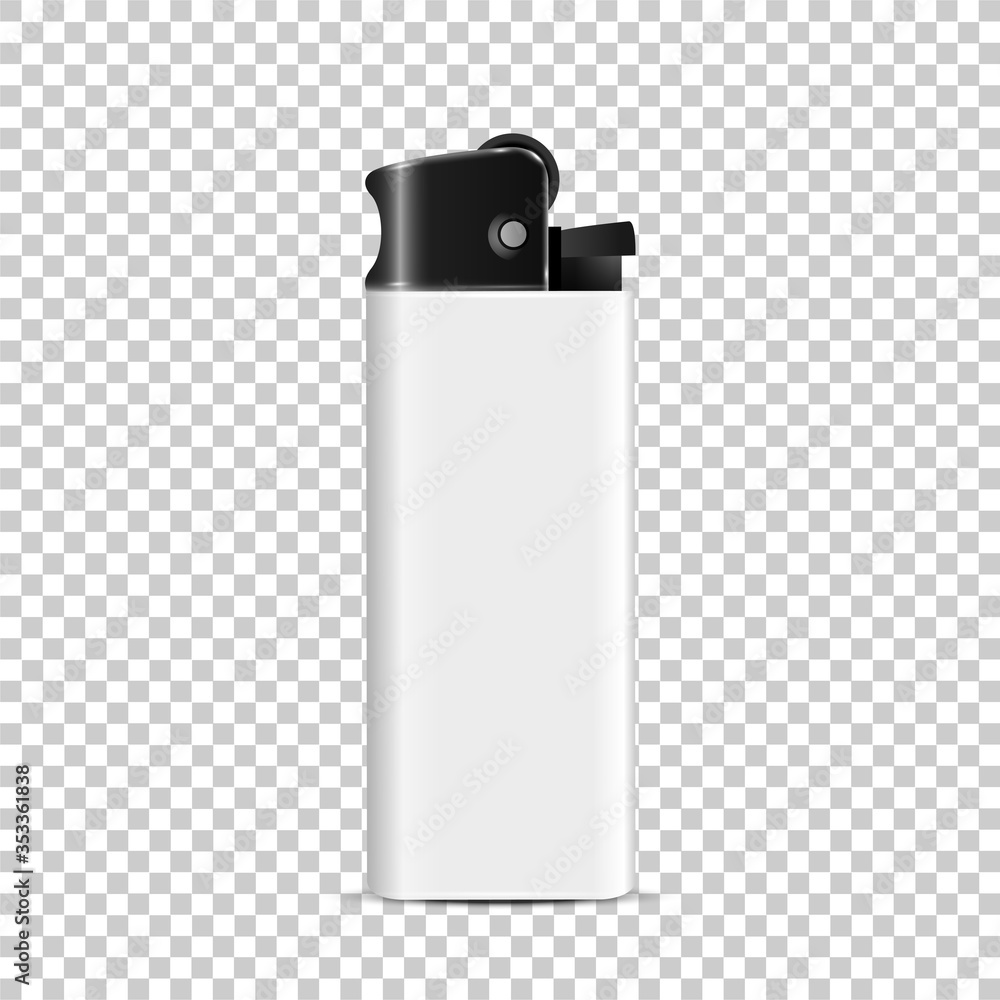 Plastic white Lighter, disposable realistic 3d vector isolated, mock up - obrazy, fototapety, plakaty 