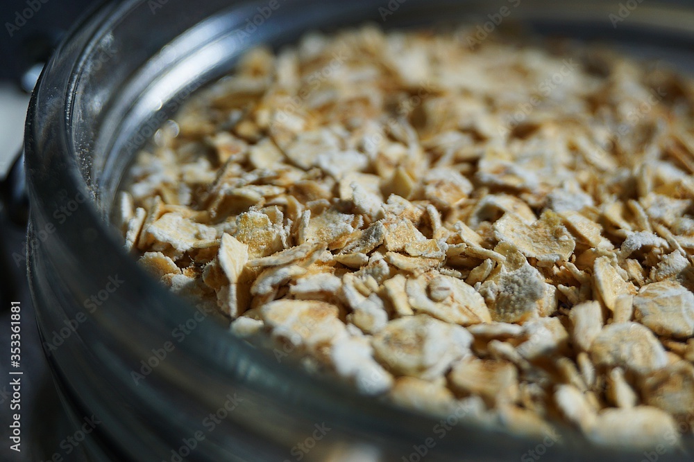 Raw Oats in a Glass Bowl