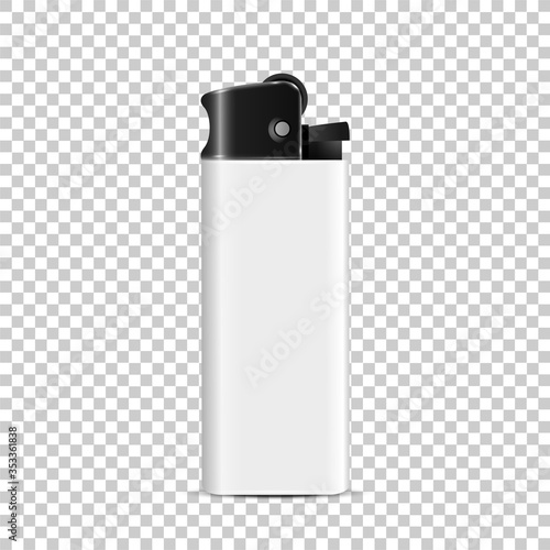 Plastic white Lighter, disposable realistic 3d vector isolated, mock up photo